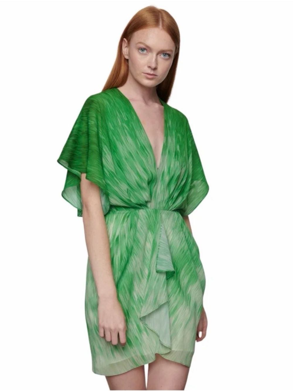 Bailey 44 Green V-Neck Pleated Wrap Top